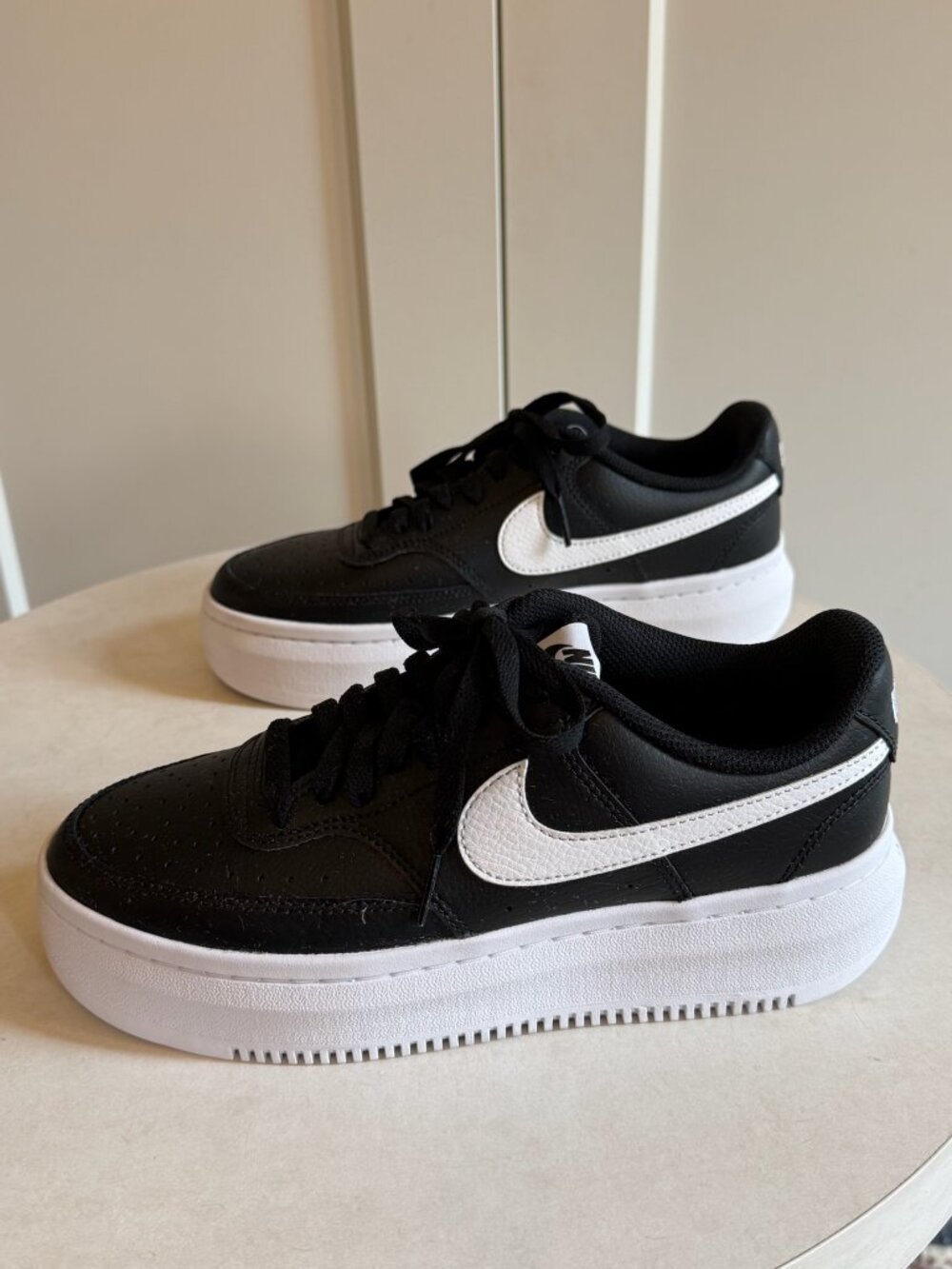 Nike Court Vision Alta Black White Platform Sneakers Size 8.5 NWOB